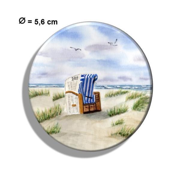 Fridge magnet with bottle opener Watercolor Maritime Art Print Sylt Beach Chair North Sea Dunes